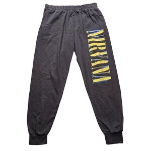 Nirvana Jogger Sweatpants Grunge Band Graphic Black M